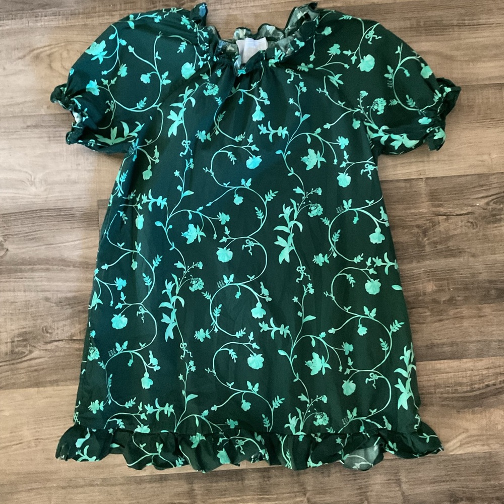 Hill House Home Katherine Nap Dress Green Botanical Floral Mini Ruffle Retro - Picture 3 of 9